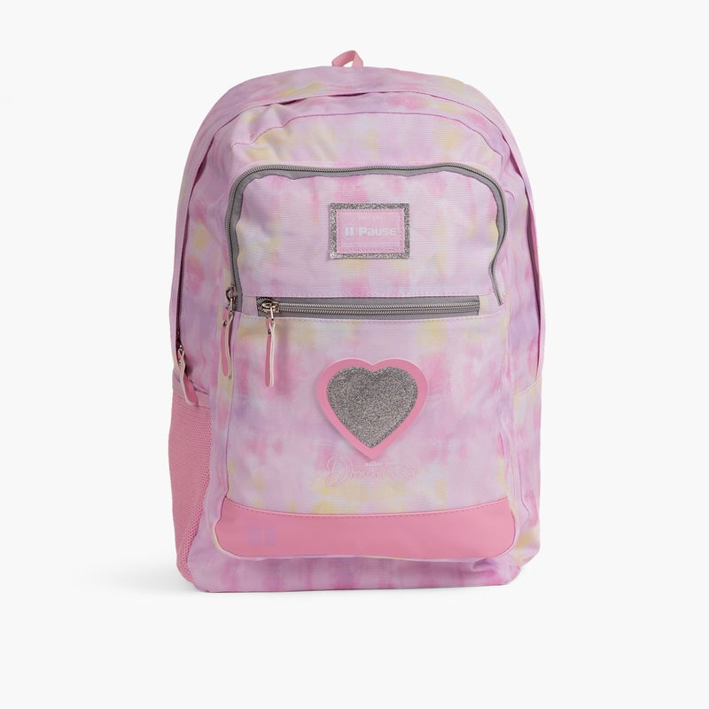 PAUSE Printed Pink Backpack for Girls - Image 1